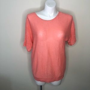 Talbots Coral 100% Linen 3/4 Sleeve Sweater XLP